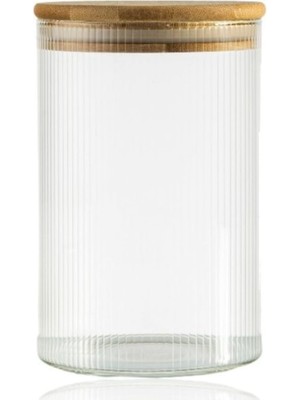 MUJGAN Bambu Kapak, Cam Kavanoz, Kare Kavanoz, 200 ml Kavanoz, Sızdırmaz Kapak, Baharat Kavanozu, Gıda Saklama, Mutfak Düzenleyici, Çizgili Cam