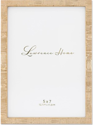 MUJGAN Lawrence Frames Metal Keten Desenli, 12,7 x 17,8 Cm, Altın Rengi Resim Çerçevesi, Altın, 5x7