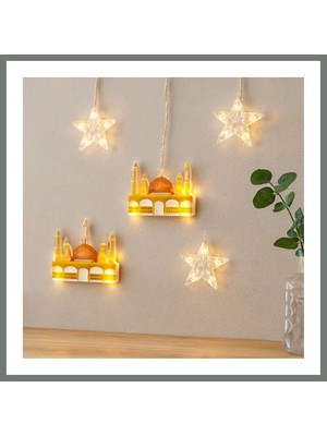 Bezos Ramazan LED Perde Lamba 3m (Fişli, Eklemeli) - Sarı Cami ve Yıldız Mmbz