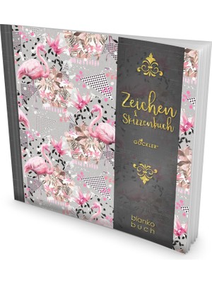 MUJGAN Gockler® Zeichen & Skizzenbuch: 100+ Blanko-Seiten, Register, Datum, Seitenzahlen, Glänzendes Softcover +++ Ideal Für Handlettering, Kaligrafie Oder Leeres Malbuch +++ Designart.: Flamingo