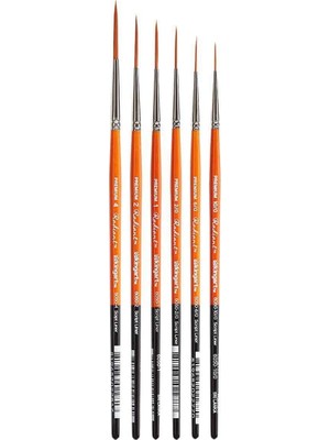 MUJGAN Kıngart Radiant 6050 Script Liner Serisi Premium Altın Sentetik Fırça Seti, Akrilik, Yağlı ve Suluboya Için, 6 Boyut