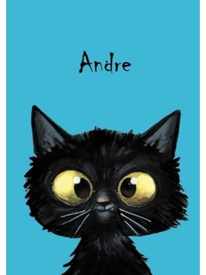 MUJGAN Andre: Personalisiertes Notizbuch, Dın A5, 80 Blanko Seiten Mit Kleiner Katze Auf Jeder Rechten Unteren Seite. Durch Vornamen Auf Dem Cover, Eine ... Coverfinish. Über 2500 Namen Bereits Verf