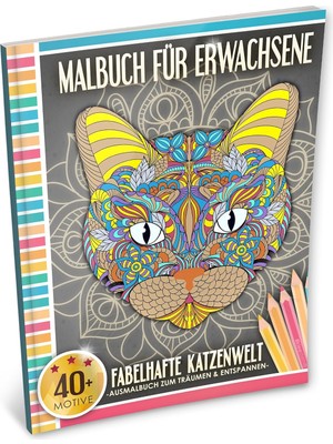 MUJGAN Malbuch Für Erwachsene: Fabelhafte Katzenwelt (Kleestern®, A4 Format, 40+ Motive): Volume 6 (A4 Malbuch Für Erwachsene)