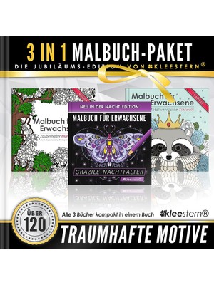 MUJGAN 3 In 1: Malbuch Für Erwachsene (120 Motive - Märchenwald, Tierwelt, Grazile Nachtfalter): Volume 6