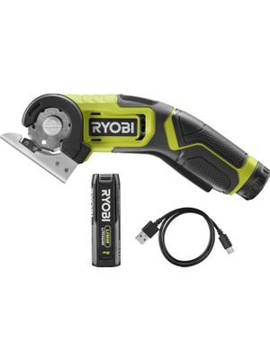 MUJGAN Ryobı RCT4-120G 4V Akülü Evrensel Makas (Kesme Kapasitesi 6,4 Mm, Devir Sayısı 270 Devir/dakika, 1 x 4 V 2,0 Ah Akü ve Usb-C Şarj Kablosu Dahil)
