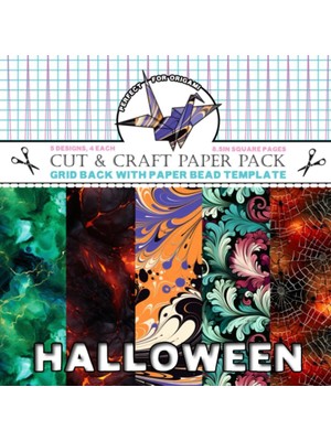 MUJGAN Independently Published Halloween Cut & Craft Paper Pack: Grid Back With Paper Bead Template