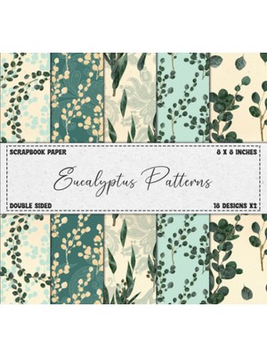 MUJGAN Scrapbook Paper: Eucalyptus Patterns, Double Sided 8 x 8" Designs