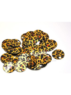 MUJGAN Çanta Pulu, Patik Pulu (10 Gram) 20 mm Leopar Desenli Altın Renk