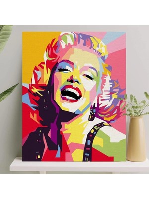 MUJGAN Palmiye Hobi Sanat Sayılarla Boyama Tuval Seti Fırça Boya Dahil (Çıtalı) 40X50 cm - Marilyn Monroe