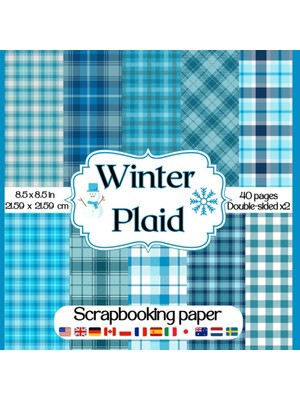 MUJGAN Blue Plaid Scrapboook Paper: Collection Of Decorative Winter Plaid Craft Paper For Scrapbooking, Card Making, Decoupage, Collage And More Dıy Craft Projects To Create Aesthetic Winter Embellishments