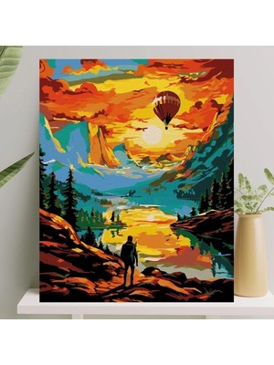 MUJGAN Palmiye Hobi Sanat Sayılarla Boyama Tuval Seti Fırça Boya Dahil (Çıtalı) 40X50 cm - Zirve