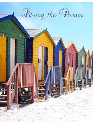 MUJGAN Living The Dream: Beach Hut Seaside/ Ocean Notebook (Composition Book Journal Diary), Medium College-Ruled Notebook, 120-PAGE, Lined, 8.5 x 11 In (Large)
