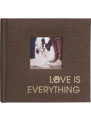 MUJGAN Malden Uluslararası Tasarımlar 1 Up 4x6 Love Is Everything Kahverengi Evcil Hayvan Kumaş Fotoğraf Albümü Not Yazma Alanları ile Sert Kapak 7,6 x 7,6 cm Ön Kapak Fotoğraf Cebi