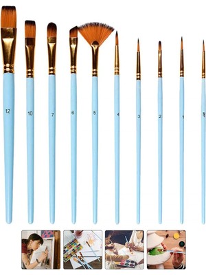 MUJGAN Joyzzz Boya Fırçası Seti, Akrilik Yağlı Suluboya ve Tırnak Yüz Profesyonel Sanat Boyama Için 10 Paket Sentetik Naylon Kıllar Sanatçı Boya Fırçaları, Çocuklar Öğrenciler Için Boya Fırçaları