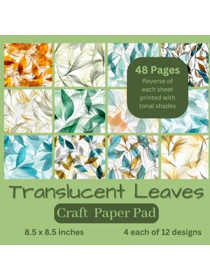 MUJGAN Translucent Leaves Craft Paper Pad 8.5 x 8.5 Inches: 12 Designs, Complimentary Shades Printed On The Reverse Of Each Sheet: 48 Sheets, 4 Copies Of ... Both Adults, Teens And Kids, Scrapbook Paper