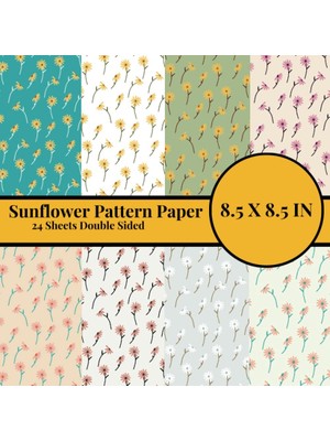 MUJGAN Independently Published Sunflower Pattern Paper: 24 Sheets Double Sided, 8.5 x 8.5 In