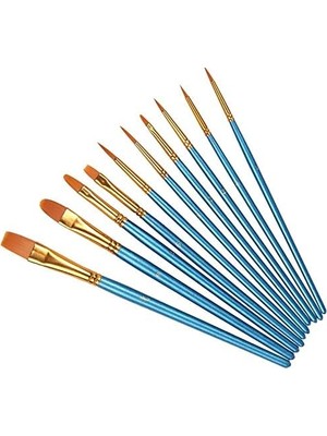MUJGAN Rmeet Sanatçı Fırçası Seti, 10'lu Paket Naylon Fırça, Resim, Akrilik, Ince Fırça, Sulu Boya ve Yüz Boyama, Kendin Yap El Sanatları Için, Mavi
