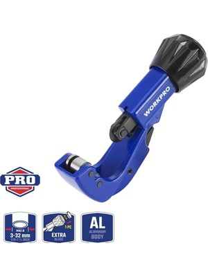 MUJGAN Workpro WP301005 3-32MM Profesyonel Bakır Boru Kesme Makası + 1 Adet Yedek Bıçak
