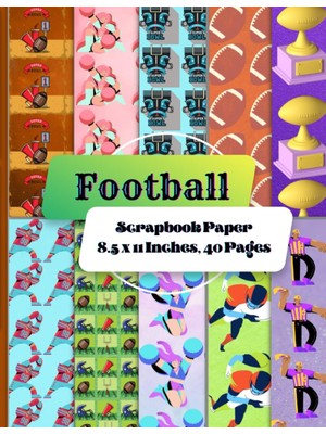 MUJGAN Football Scrapbook Paper - 8.5 x 11 Inches, 40 Pages: Superbowl Special, 20 Double Sided Sheets WITH10 Designs