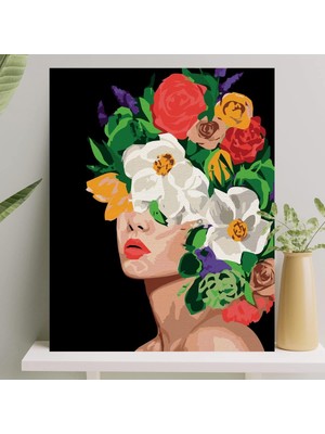 MUJGAN Palmiye Hobi Sanat Sayılarla Boyama Tuval Seti Fırça Boya Dahil (Çıtalı) 40X50 cm - Çiçek Deryası