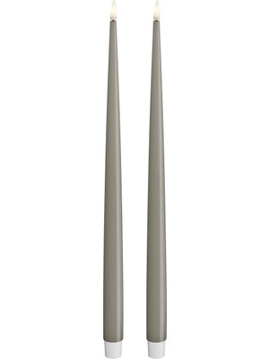 MUJGAN Deluxe Homeart Iç Mekan Alevsiz LED Yemek Mumu - 2'li Set - Gerçek Alevli ™ Teknolojisi - Pille Çalışan Mum (38 Cm, Kum)