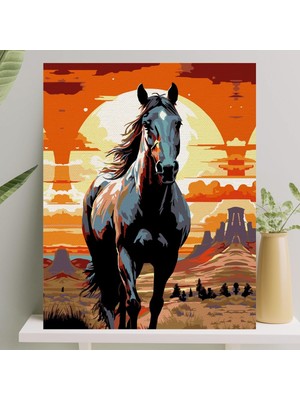 MUJGAN Palmiye Hobi Sanat Sayılarla Boyama Tuval Seti Fırça Boya Dahil (Çıtalı) 40X50 cm - Siyah Inci