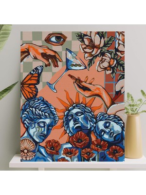 MUJGAN Palmiye Hobi Sanat Sayılarla Boyama Tuval Seti Fırça Boya Dahil (Çıtalı) 40X50 cm - Rönesans