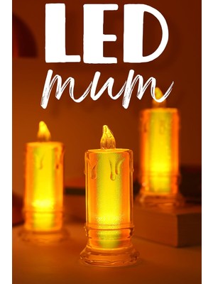 MUJGAN 3 Adet LED Mum Simli Tipi Pil Dahil Dumansız Alev Ledli Yapay Dekoratif Mum Işığı Büyük PT423