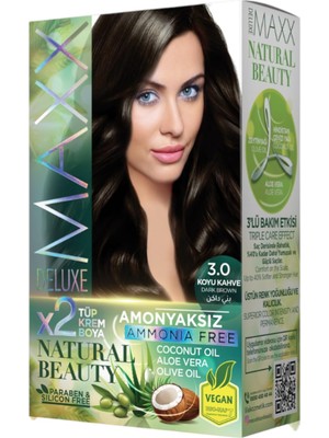 MUJGAN Maxx Deluxe Natural Beauty Amonyaksız Set Saç Boyası 3.0 Koyu Kahve