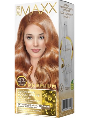 MUJGAN Maxx Deluxe Premıum Yarı Kit Set Saç Boyası 8.73 Altın Karamel