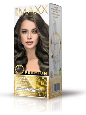 MUJGAN Maxx Deluxe Premıum Yarı Kit Set Saç Boyası 8.11 Yoğun Küllü Açık Kumral