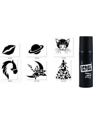 MUJGAN Rüya Modelleri Spray Tattoo Geçici Siyah Sprey Dövme Seti