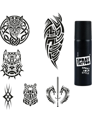 MUJGAN Tribal Serisi Spray Tattoo Geçici Dövme Yapma Seti Dark Siyah