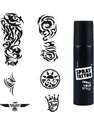 MUJGAN Tribal ve Kol Spray Tattoo Geçici Dövme Seti Dark Sprey Dövme Kiti