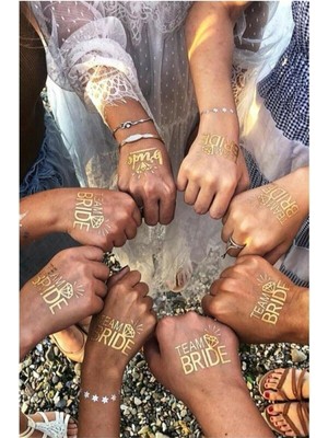 MUJGAN E Elmas Team Bride Geçici Dövme, Bekarlığa Veda Bride To Be Dövmesi 10 Adet (9+1)
