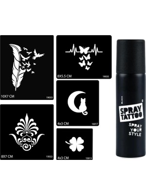 MUJGAN Tüy ve Kelebek Spray Tattoo Geçici Sprey Dövme Seti