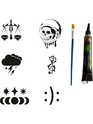 MUJGAN Gökyüzünün Adaleti Tüp Kına ve Fırça Hediyeli Tattoo Geçici Dövme Seti