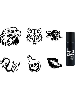 MUJGAN Vahşi Doğa Spray Tattoo Geçici Sprey Dövme Seti