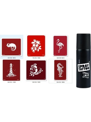 MUJGAN Bukalemun Deniz Atı Spray Tattoo Geçici Sprey Dövme Seti