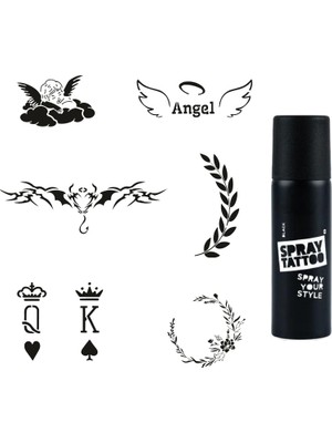 MUJGAN Melek Çiçek Spray Tattoo Geçici Dövme Yapma Seti Sprey Dövme Kiti