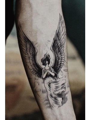 MUJGAN Bearpear Angelic Gerçek Dövme Görünümlü Unisex Melek Dövmesi, Tattoo, Üniseks Dövme, Kol Dövmesi, Omuz Dövmesi