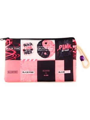MUJGAN Blackpink K-Pop Desenli Kalemlik Fermuarlı Makyaj Çantası Orta Boy 12CM x 20CM