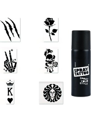 MUJGAN Iskelet Zafer Spray Tattoo Geçici Sprey Dövme Seti