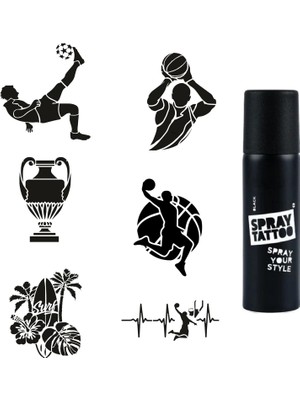 MUJGAN Sporcu Modelleri Spray Tattoo Geçici Dövme Yapma Seti Sprey Dövme Kiti