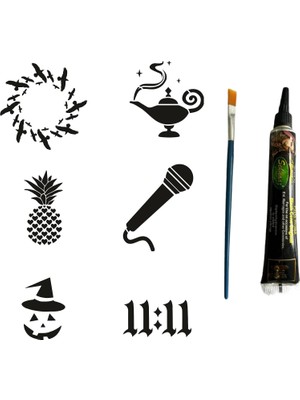 MUJGAN Hayalperest Modeller Tüp Kına ve Fırça Hediyeli Tattoo Geçici Dövme Seti