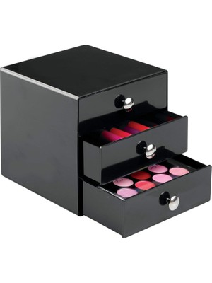 MUJGAN Interdesign Bosphorus 35360ES 3 Çekmeceli Organizer, Akrilik, Siyah