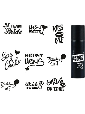 MUJGAN Parti ve Bekarlığa Veda Serisi Spray Tattoo Geçici Dövme Seti Dark Sprey Dövme Kiti