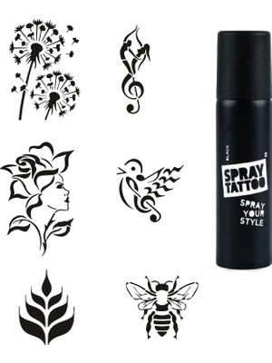 MUJGAN Müzik ve Doğa Spray Tattoo Geçici Dövme Seti Dark Sprey Dövme Kiti