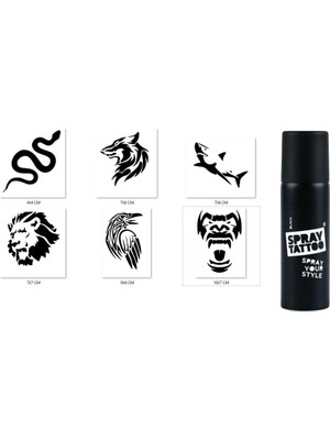 MUJGAN Yılan Katal Spray Tattoo Geçici Siyah Sprey Dövme Seti
