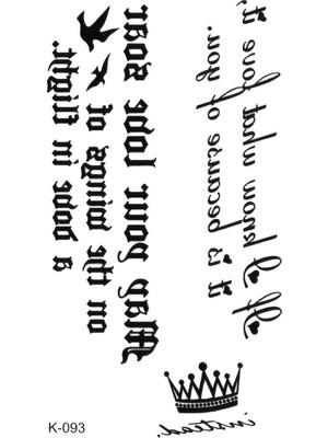 MUJGAN Bearpear Yazı Kral Tacı Geçici Dövme Writing Tattoo